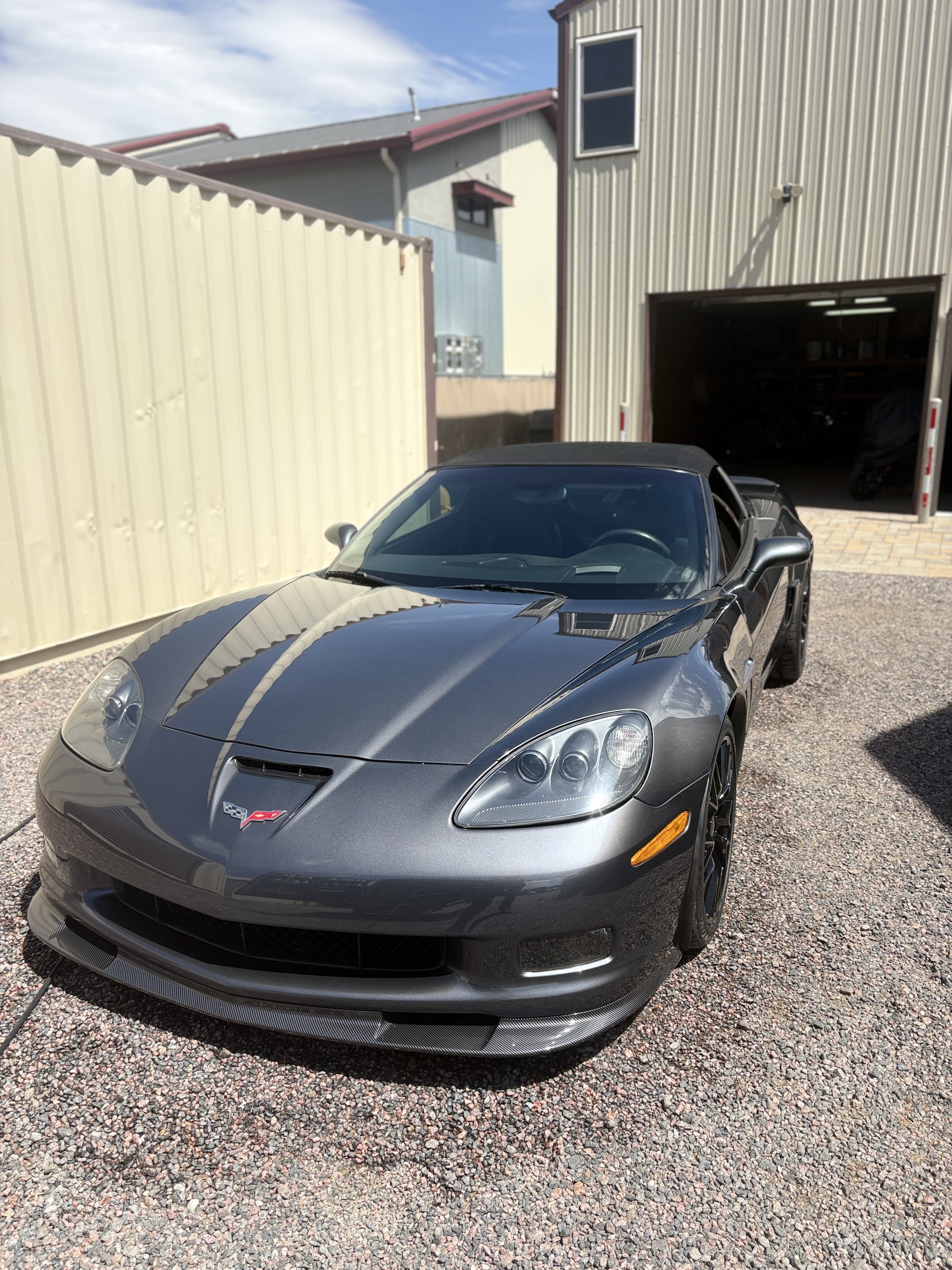 Gray C6 Corvette convertible cleaned and polished