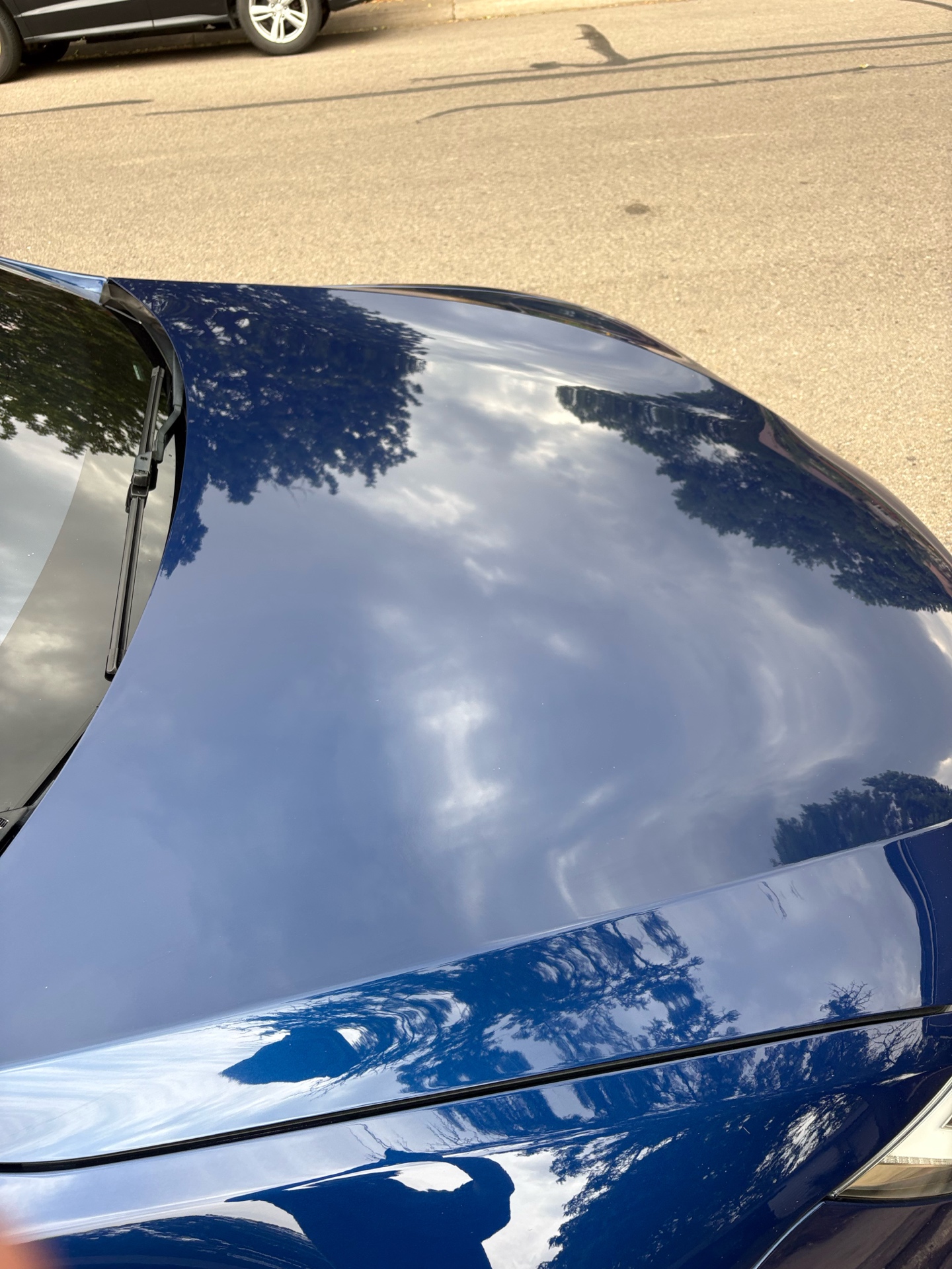 Deep glossy reflection on corrected dark paint